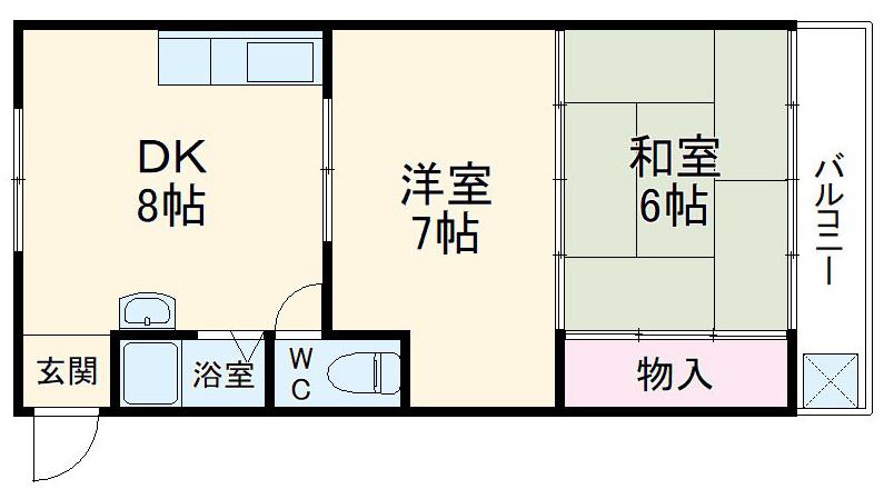 第一ビル(2DK/3階)の間取り写真