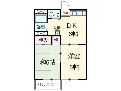 コーポみやざきA(2DK/2階)の間取り写真