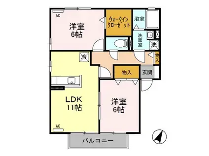 ロイヤルパレスⅡ(2LDK/1階)の間取り写真