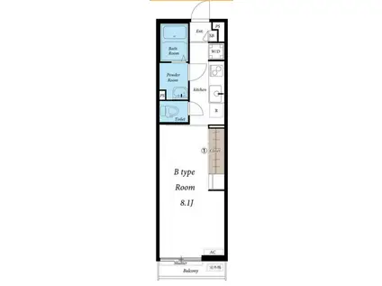 リブリ湘南元町(1K/2階)の間取り写真