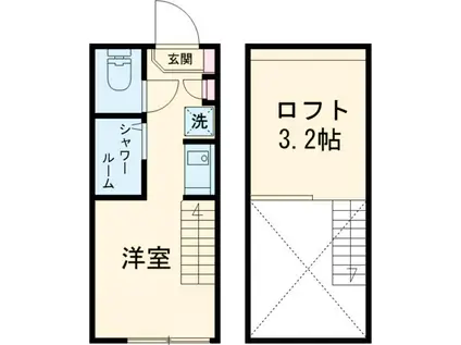 ハーモニーテラス高松Ⅱ(ワンルーム/2階)の間取り写真