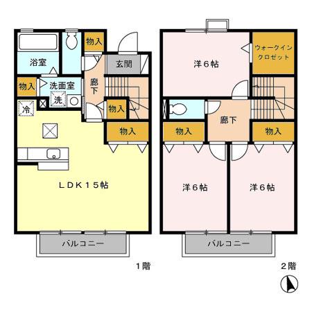 カーサ アコルデA(3LDK/1階)の間取り写真