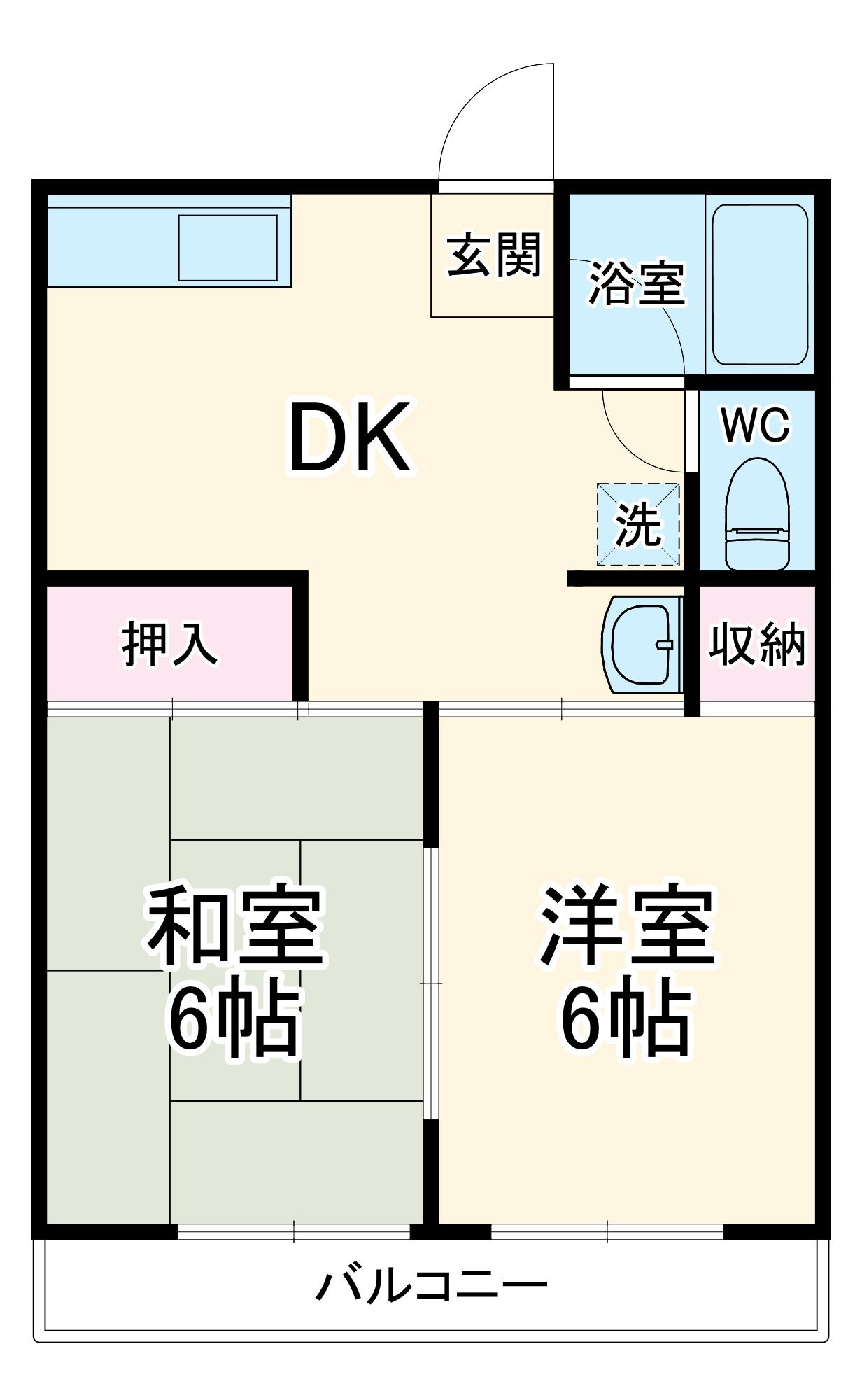 アイリスE(2DK/2階)の間取り写真