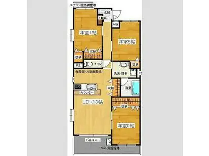 レアールネムス(3LDK/2階)の間取り写真