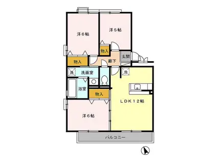 ハイツボナール VI(3LDK/2階)の間取り写真