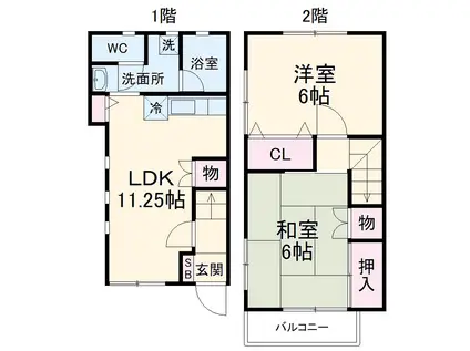 シャトレーアキⅡ(2LDK/1階)の間取り写真