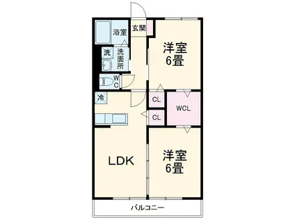 ガーデンピュア(2LDK/2階)の間取り写真