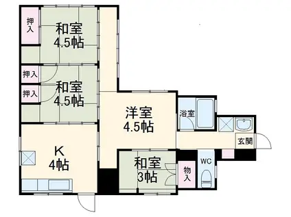 外房線 誉田駅 徒歩9分 2階建 築34年(4K)の間取り写真