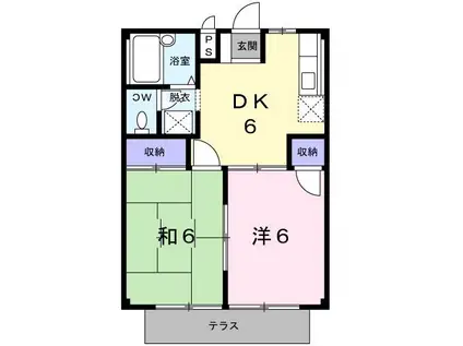コーポ西浦Ⅰ(2DK/2階)の間取り写真