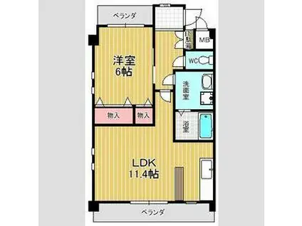 COURAGE LAFUENTE(1LDK/2階)の間取り写真
