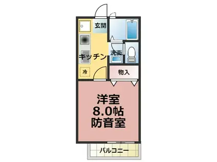 サンビレッジ武蔵野Ⅱ(1K/1階)の間取り写真