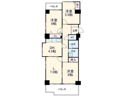 エスポア上前津(3LDK/5階)の間取り写真