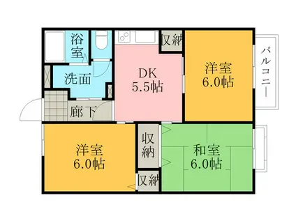 サーマイム脇浜(3DK/1階)の間取り写真