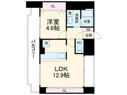 LAND VIEW 山田の杜(1LDK/3階)の間取り写真