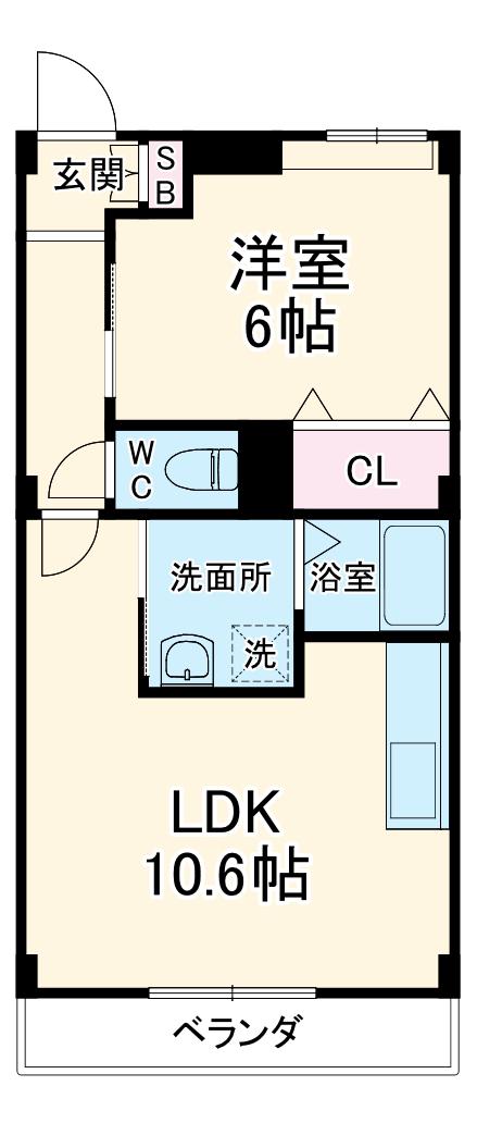 プランドールⅢ(1LDK/3階)の間取り写真