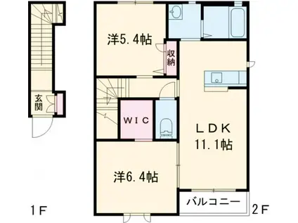 ル ヴァン2(2LDK/2階)の間取り写真