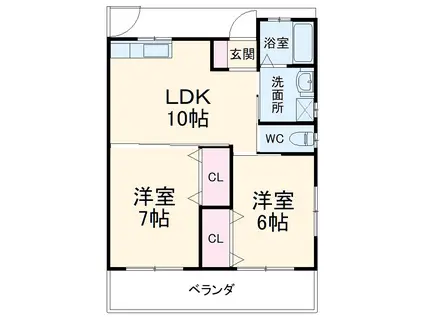 れもんハイツ(2LDK/2階)の間取り写真