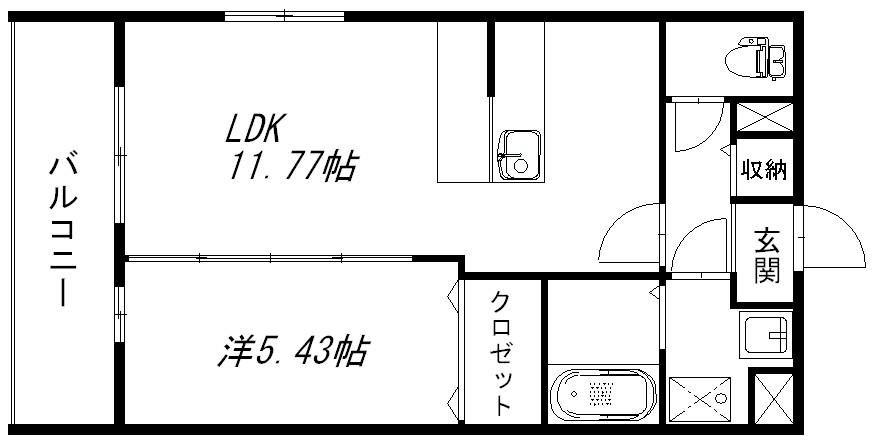 メゾンベール Ⅱ(1LDK/1階)の間取り写真