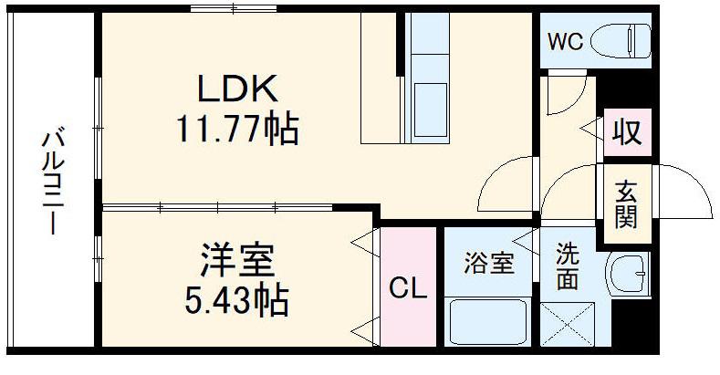 メゾンベール Ⅱ(1LDK/3階)の間取り写真