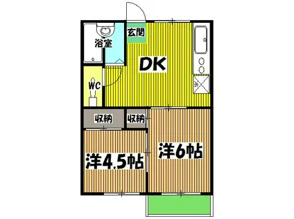 ホワイト・ヴィラ菅野(2DK/1階)の間取り写真