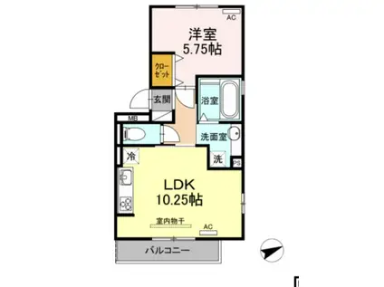 ハイツ岡崎柱 東棟(1LDK/2階)の間取り写真