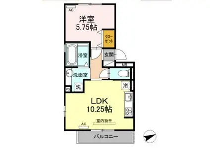 ハイツ岡崎柱 東棟(1LDK/2階)の間取り写真