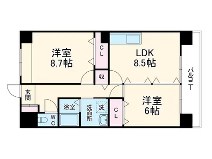 ロイヤルコンフォート(2LDK/1階)の間取り写真