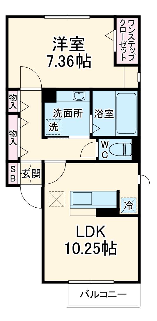 グランドゥール Ⅰ(1LDK/1階)の間取り写真