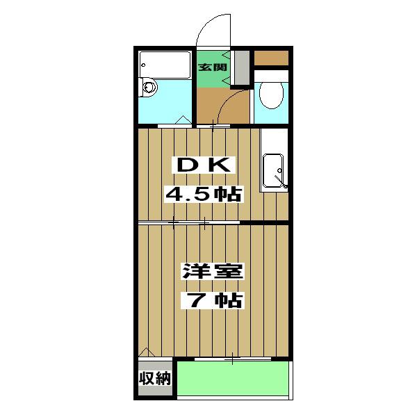 クイーンズコートY棟(1DK/1階)の間取り写真
