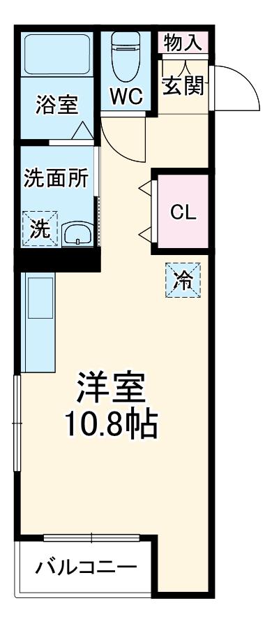 エスポワール樹(ワンルーム/2階)の間取り写真