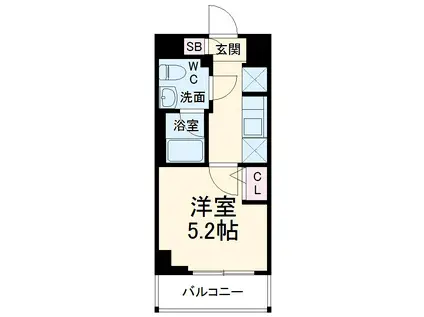 クラリッサ横浜ロッソ(1K/3階)の間取り写真