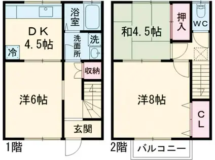 レジデンスシンフォニー(3DK/1階)の間取り写真