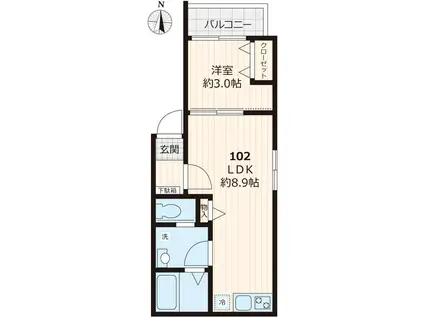 キャナルグレイス(1LDK/2階)の間取り写真