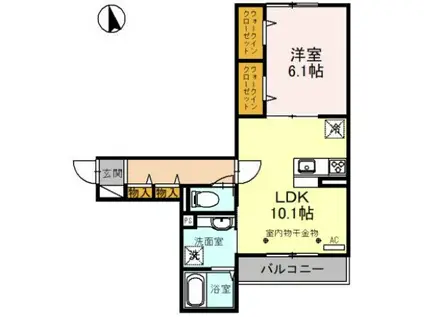 東武鉄道東上線 和光市駅 徒歩5分 3階建 築4年(1LDK/3階)の間取り写真
