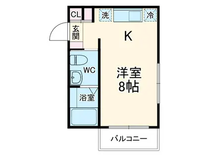 ヒュッゲⅠ(ワンルーム/2階)の間取り写真