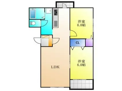 ピュアライフみをつくし(2LDK/1階)の間取り写真