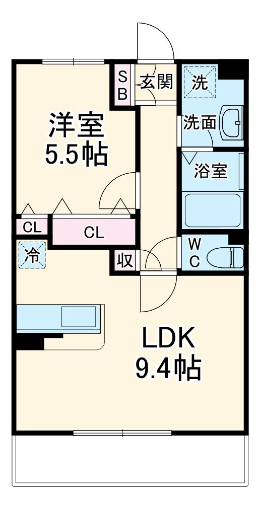 コートブリーズ船橋中山(1LDK/2階)の間取り写真