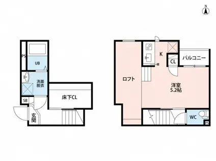 CB春日部プレナ(1K/2階)の間取り写真