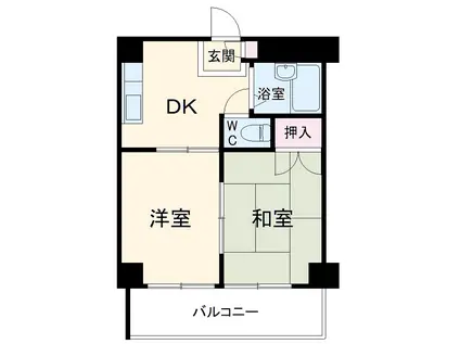 シャトー南台(2DK/5階)の間取り写真