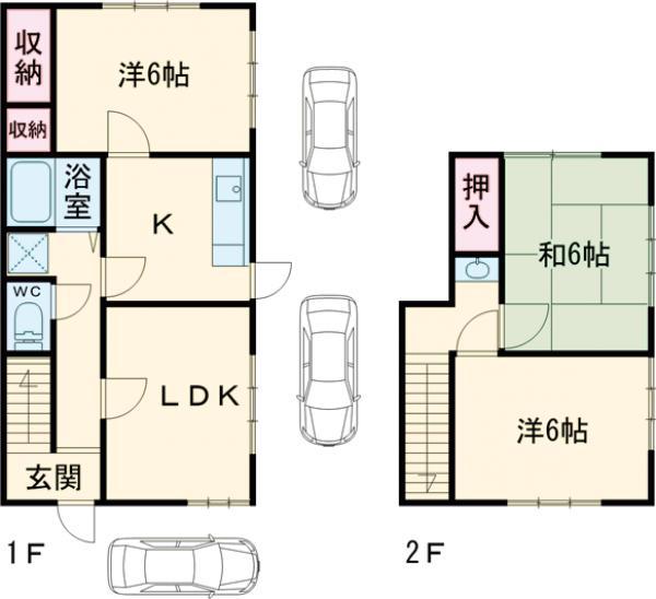 東武鉄道日光線 新大平下駅 徒歩18分 2階建 築52年(3LDK)の間取り写真