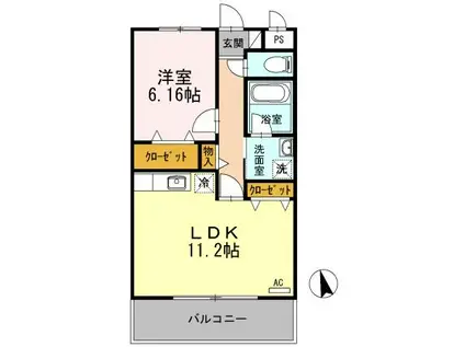 オホレ2エントピア(1LDK/1階)の間取り写真