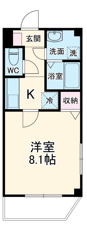 京成電鉄本線 京成大久保駅 徒歩9分 3階建 築5年(1K/2階)の間取り写真