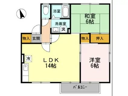ラ・ヴェルディC棟(2LDK/2階)の間取り写真