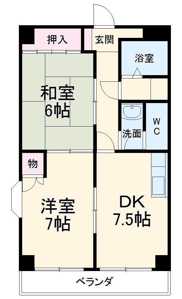 マンション・ブラン(2DK/1階)の間取り写真