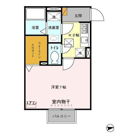 クレアーレ(1K/1階)の間取り写真