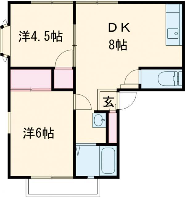 ハイツ若宮(2DK/2階)の間取り写真