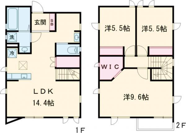 東北本線 宇都宮駅 バス乗車時間：23分 横川西小学校西バス停で下車 徒歩4分 2階建 築5年(3LDK)の間取り写真
