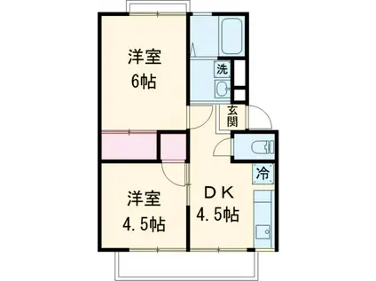 ヴェルディハイツ(2K/1階)の間取り写真