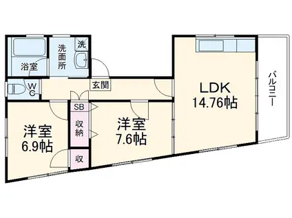 メゾン東浦和(2LDK/2階)の間取り写真
