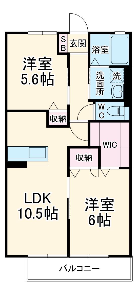 アルページュ(2LDK/2階)の間取り写真